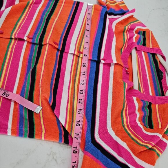 Talbots Cardigan Medium Striped Multicolor Button-Up Sweater Colorful Rainbow - Picture 6 of 9